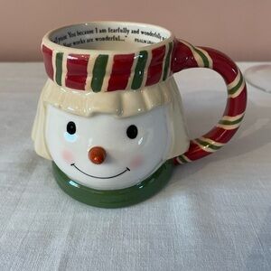 DaySprings Wonderfully Made Snowman Face Ceramic Mug Psalm Verse